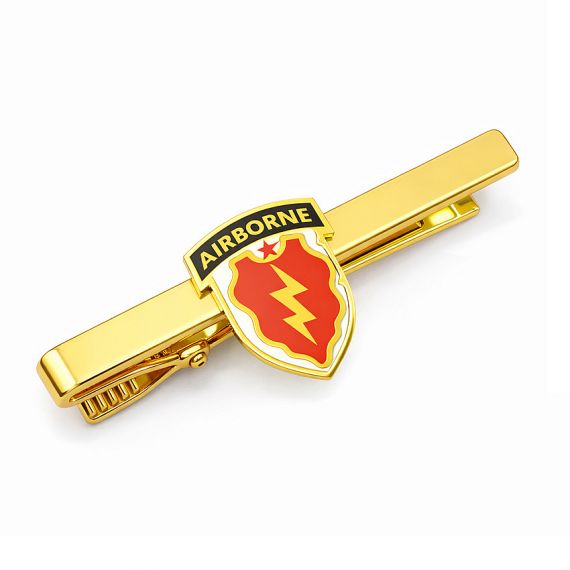 Gold plated airborne emblem soft enamel tie clip